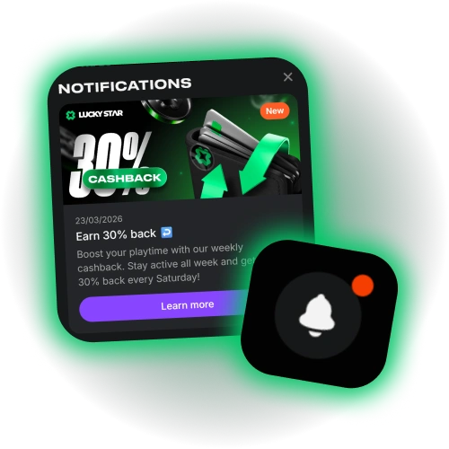 Receive instant notifications about new bonuses and events from Lucky Star.