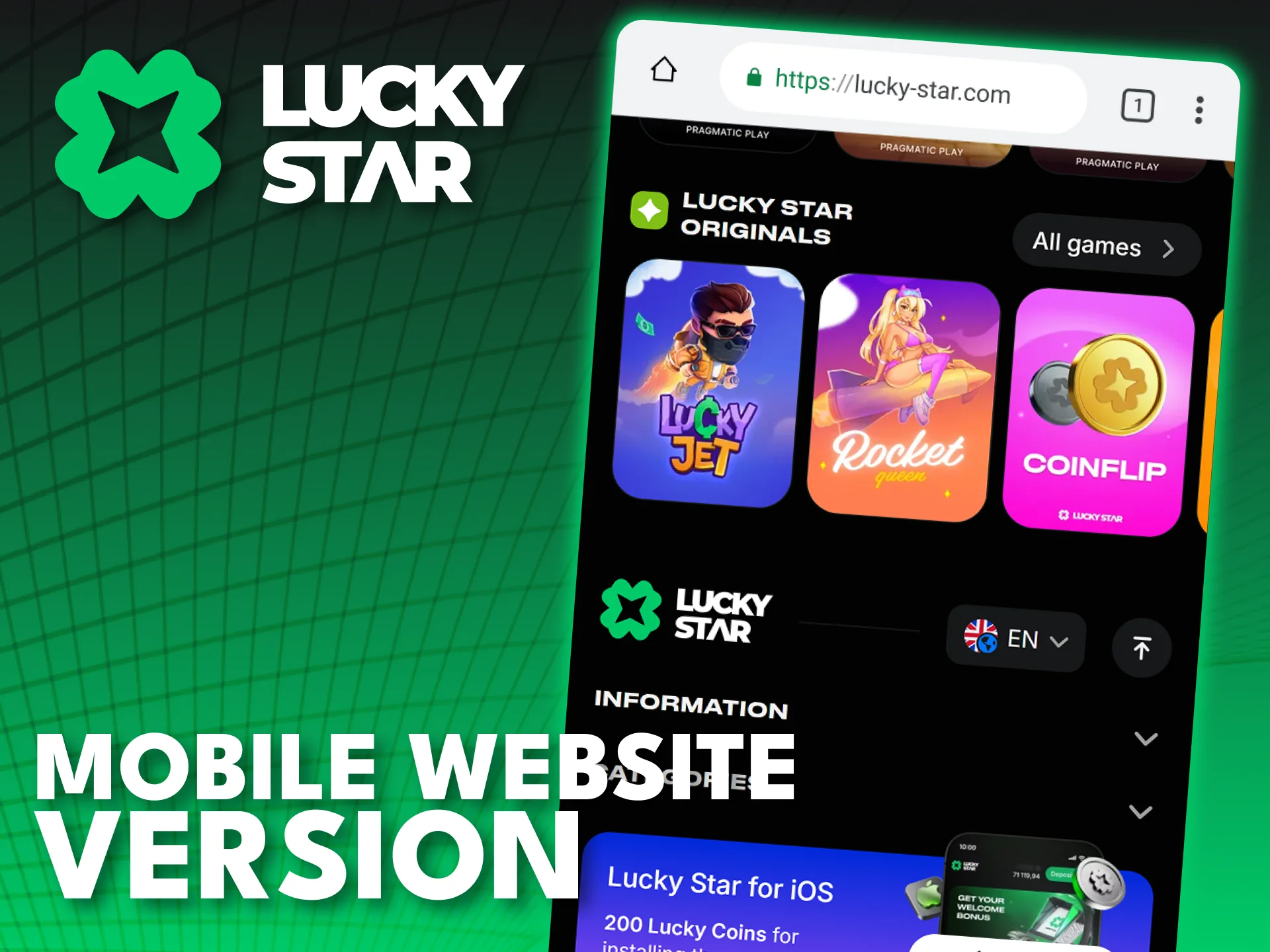Explore the Lucky Star mobile site for gaming on the go.
