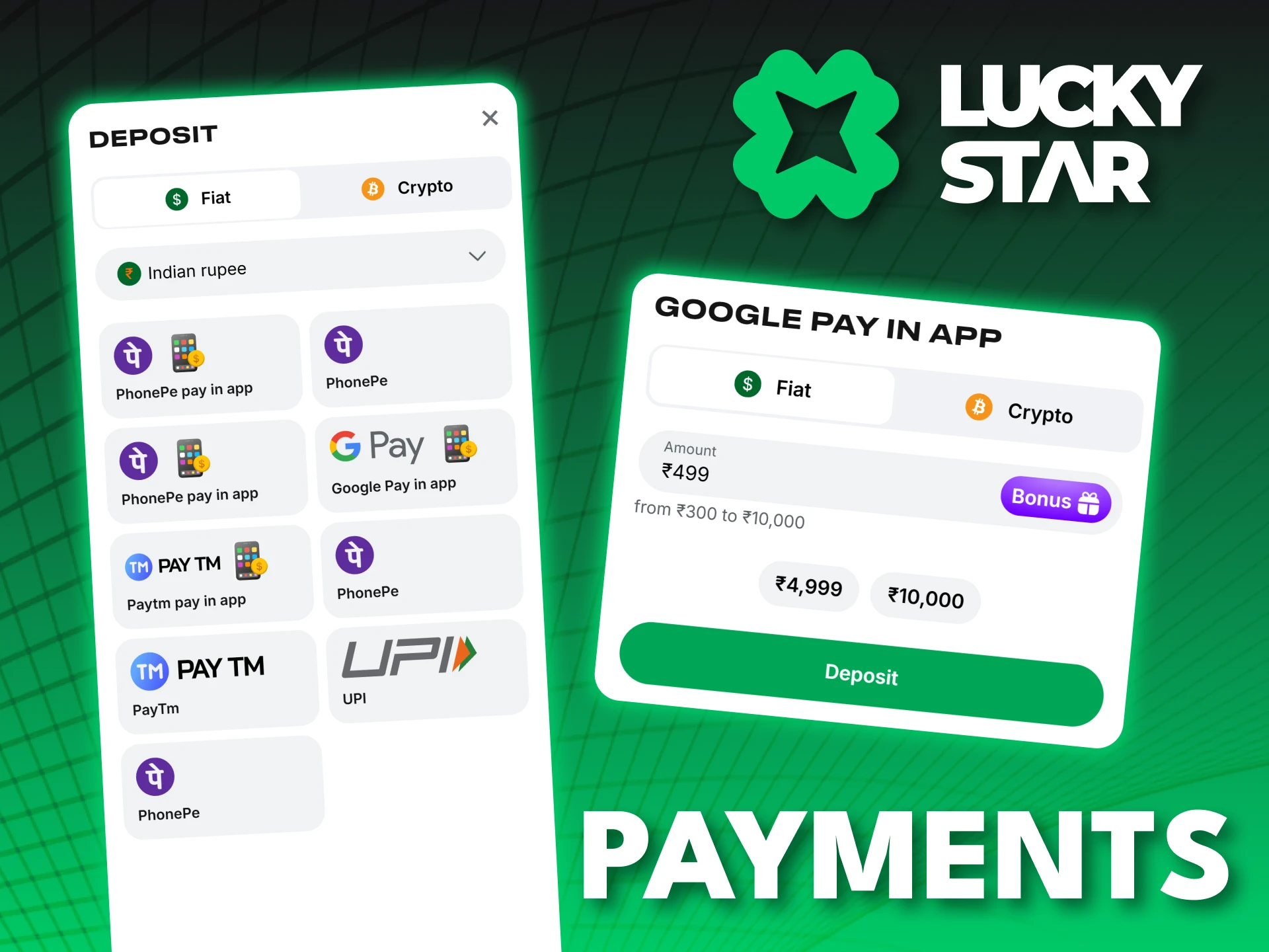 Make fast and secure payments directly through the Lucky Star app.