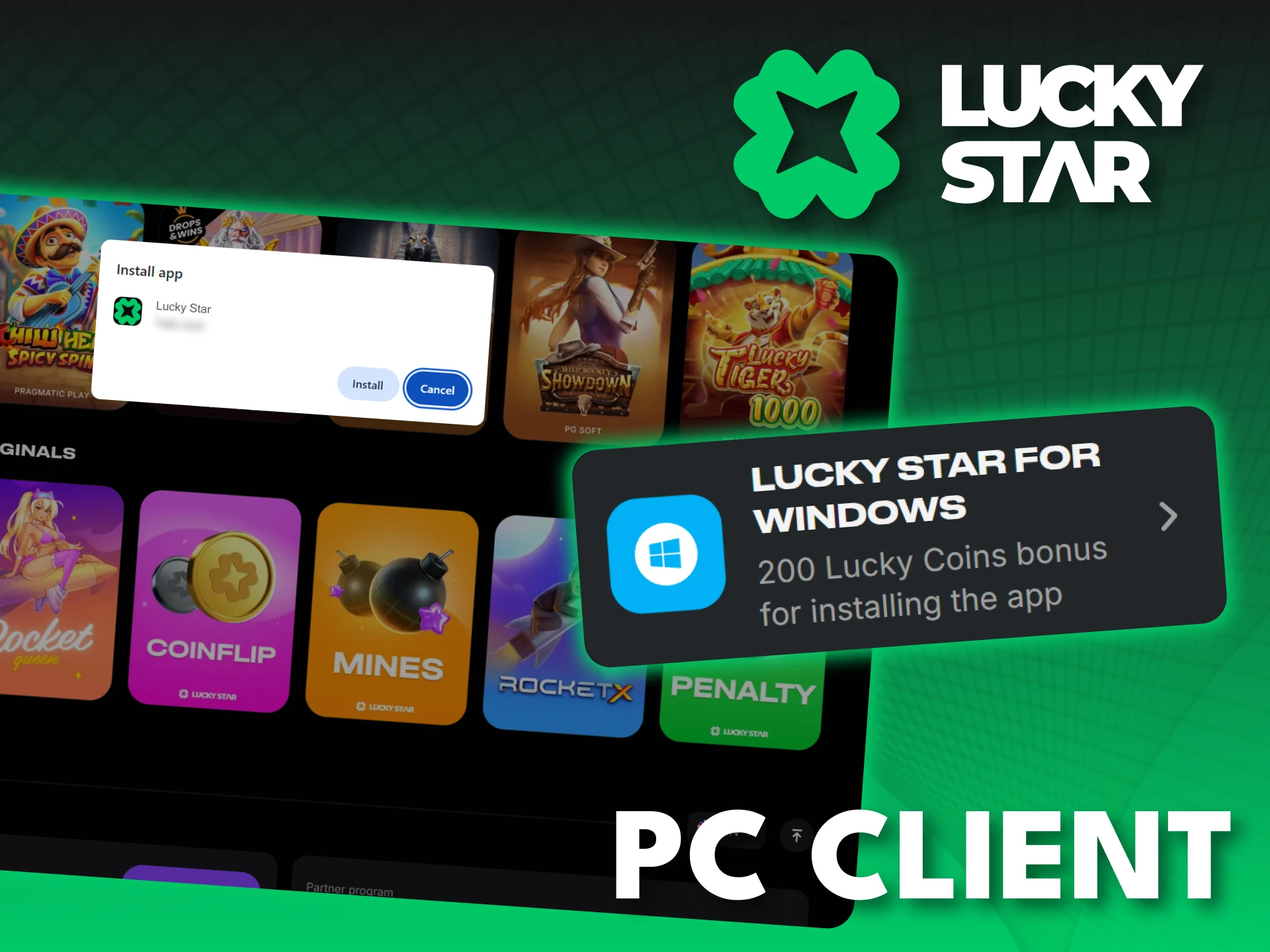 Download the Lucky Star PC client for a superior gaming experience.