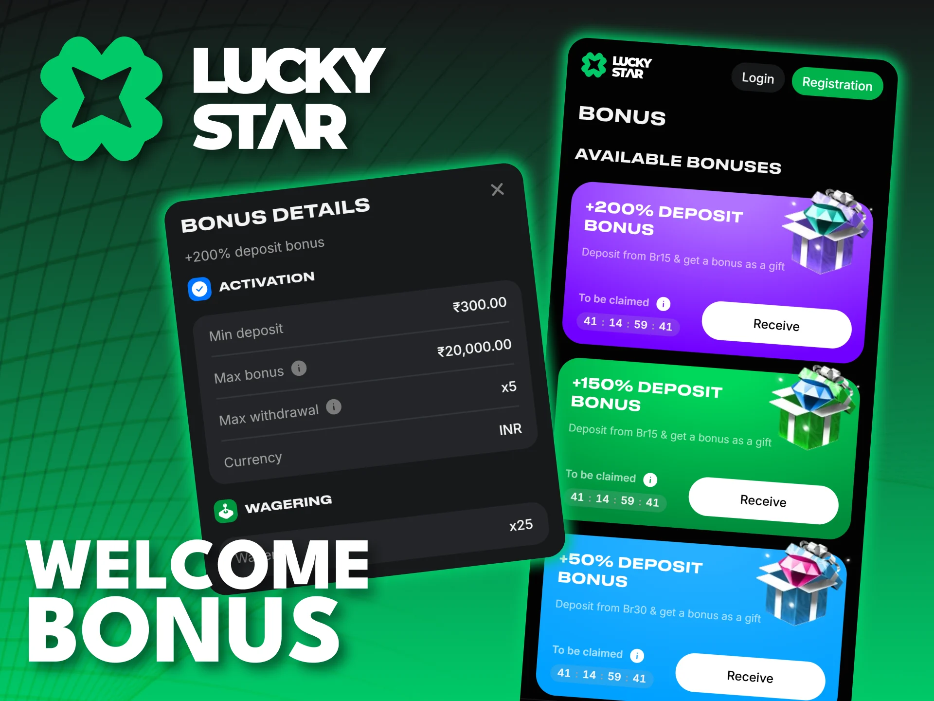 Claim your exclusive mobile welcome bonus at Lucky Star today.