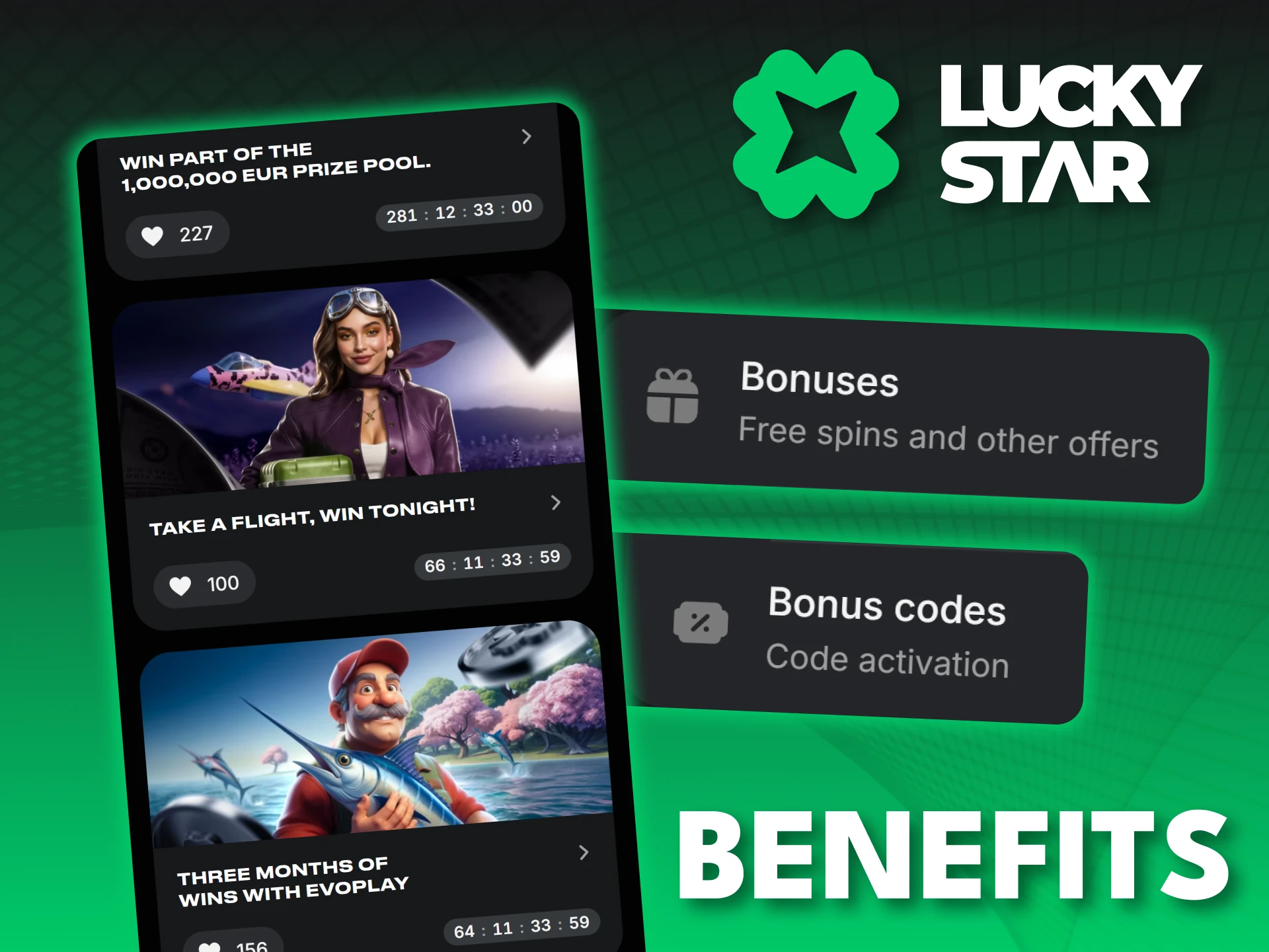 Grab your amazing rewards and bonuses at Lucky Star now.