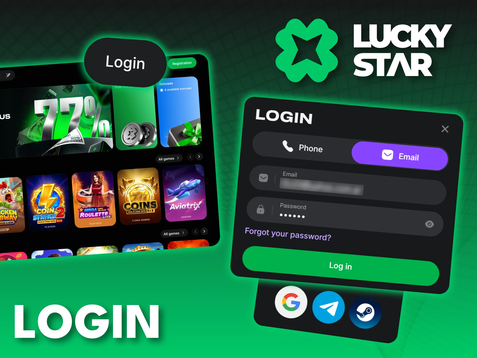 Sign in to your Lucky Star account to access exclusive games.