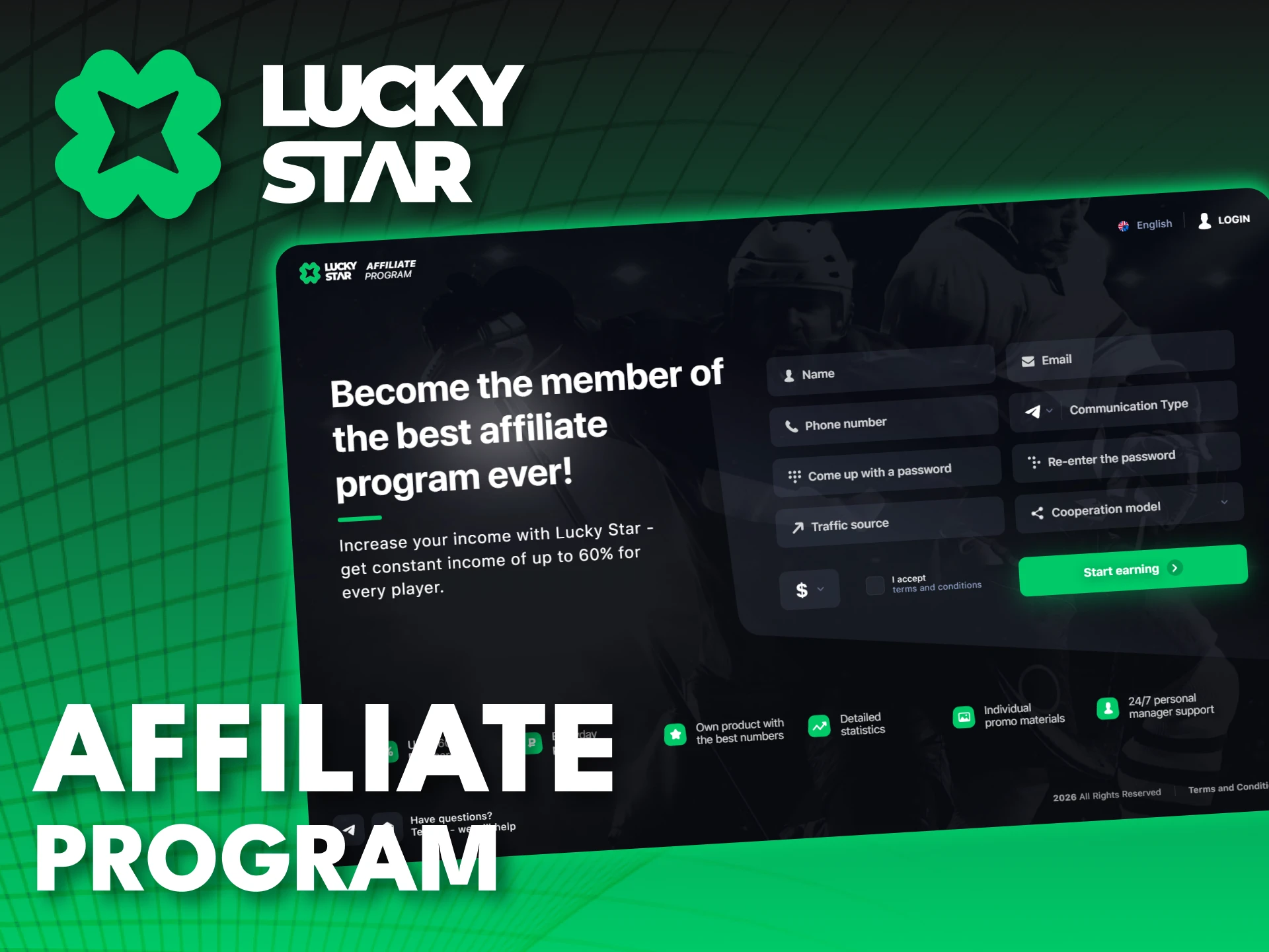 Join the Lucky Star affiliate program and start earning today.