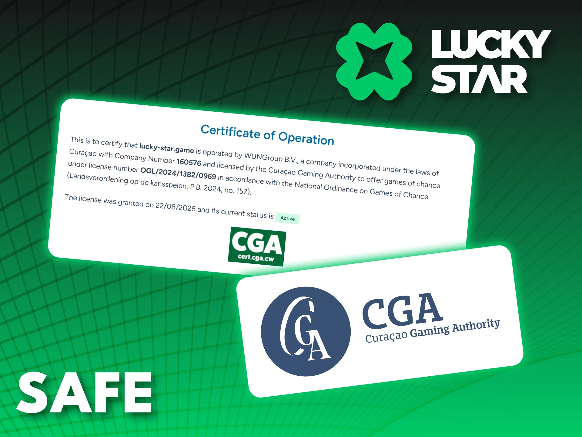 Enjoy a 100% safe and secure gambling experience at Lucky Star.