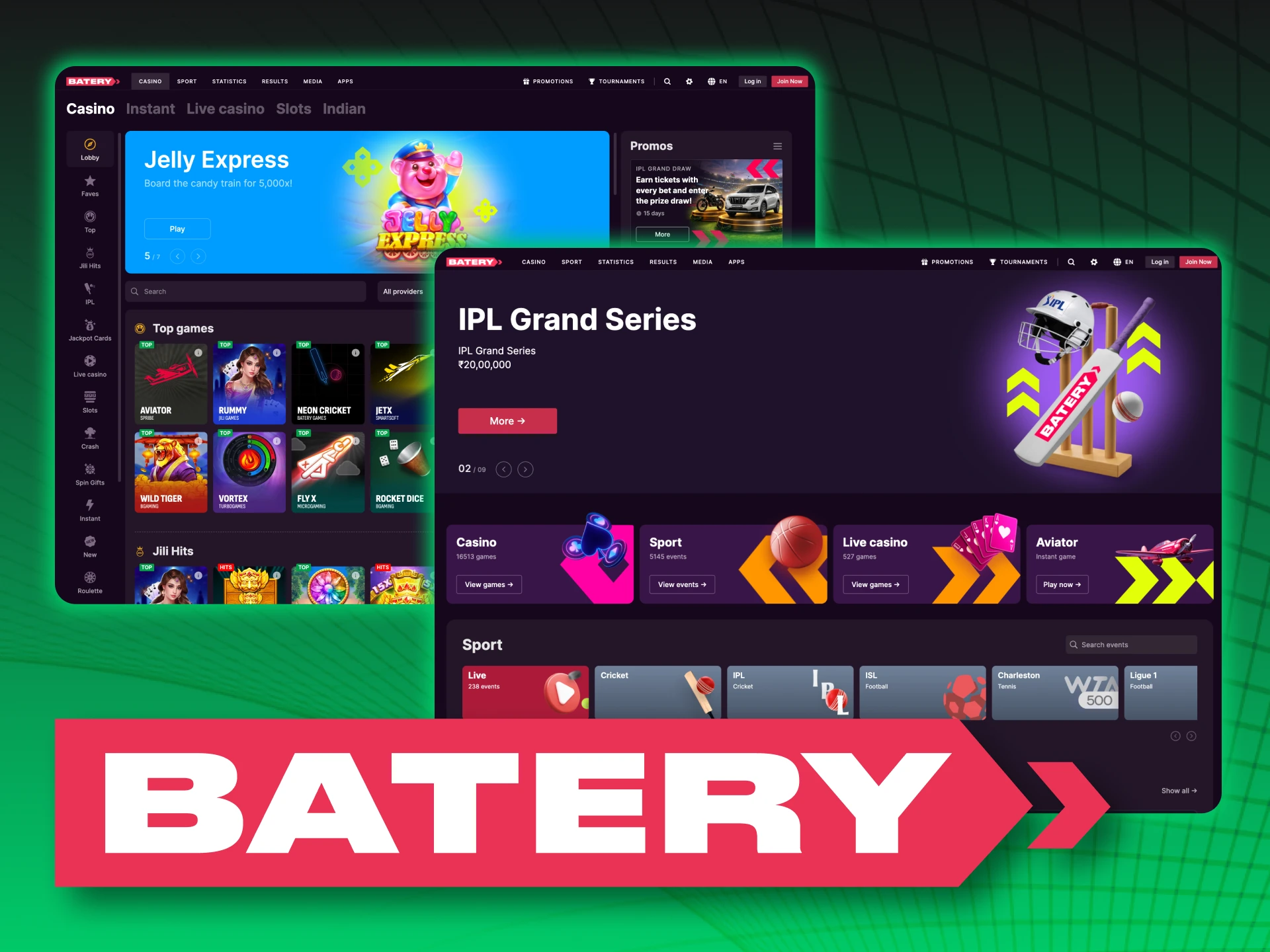 Join Batery and unlock a huge bonus with fast and reliable gaming experience.