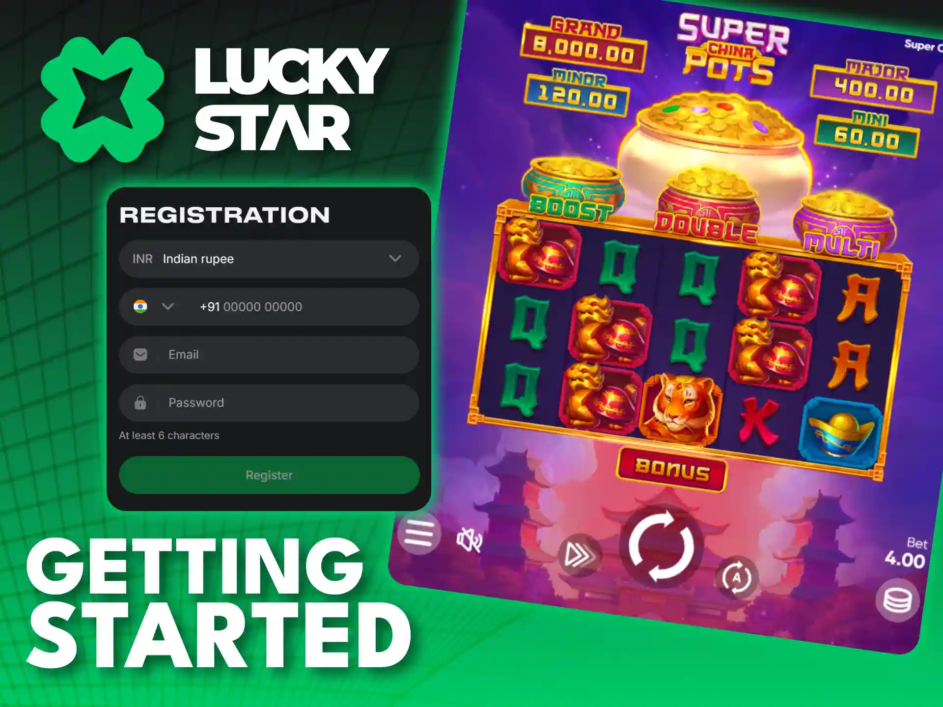 Follow these easy steps to start spinning at official Lucky Star.