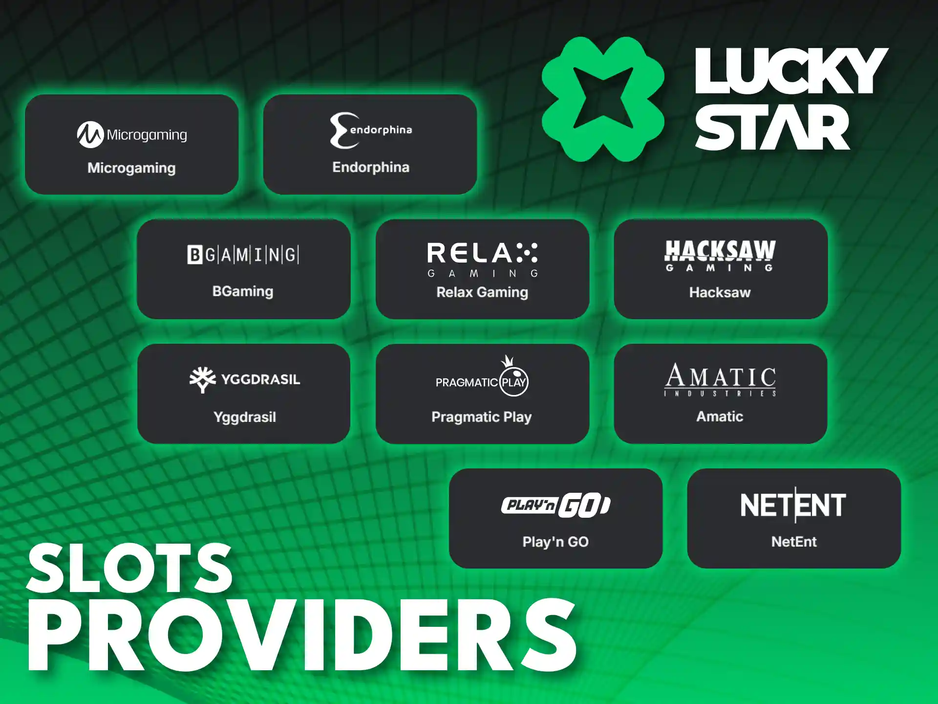 Explore top games from certified software developers at official Lucky Star.
